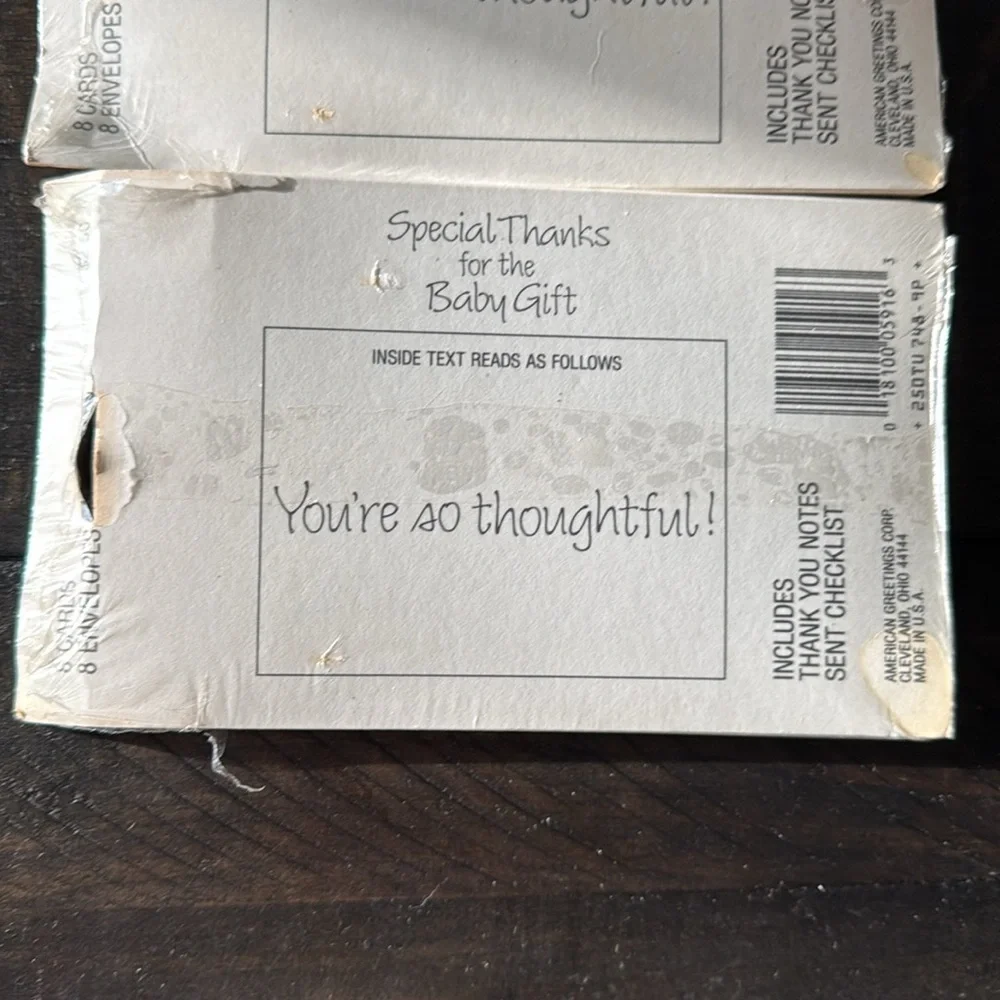 3 packages of vintage American Greetings baby gift thank you cards.